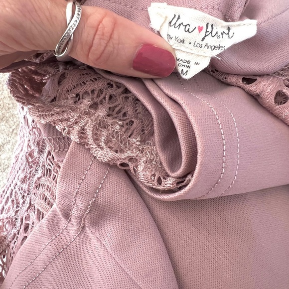 Womens Long Bell Sleeve Dress size M Pink Lace Up Fairy Cottage Coquette Midi - Picture 8 of 9